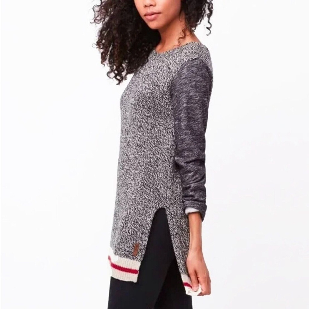 Roots sweater salt and pepper wool blend cabin mountain vibes warm cozy sz Lg